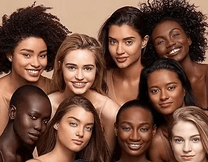 Original clinic illustration of people with different skin tones